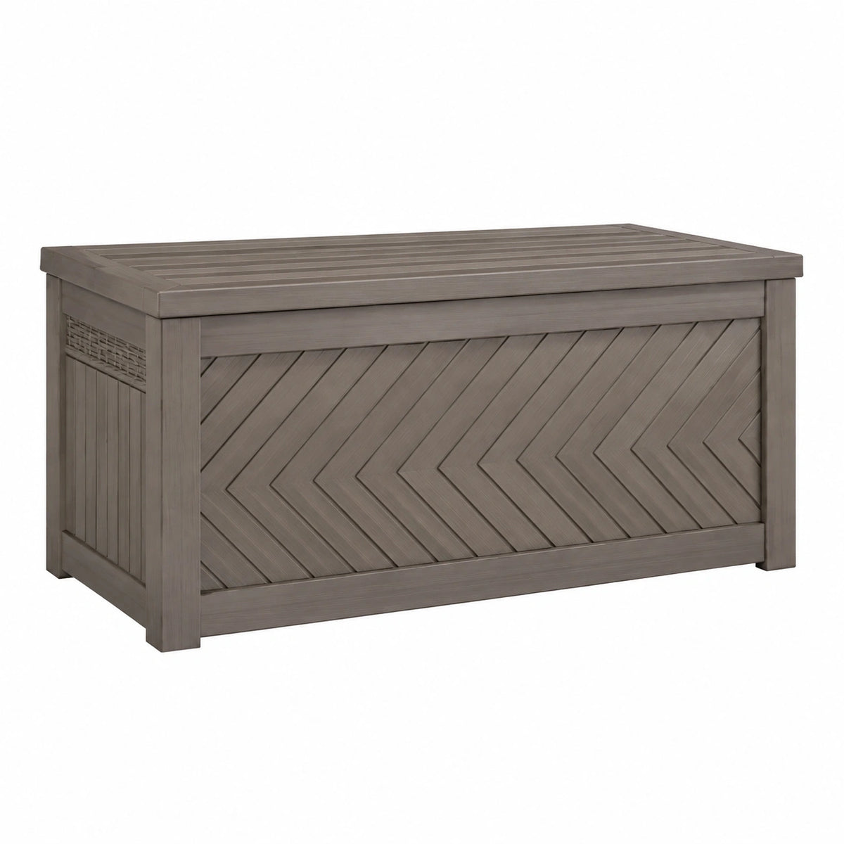 Coffre de rangement extérieur 120 x 60 x 65 cm en bois gris à couvercle