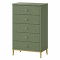 Commode 60 x 40 x 120 cm en bois vert à 5 tiroirs style moderne